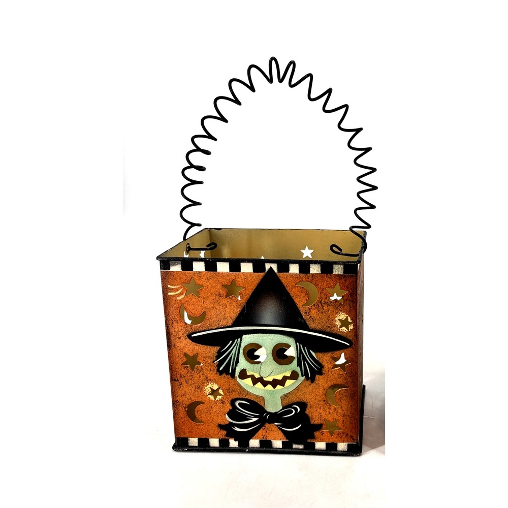 Mary Engelbreit Halloween Luminaire Candle Holder Decor Witch Pail